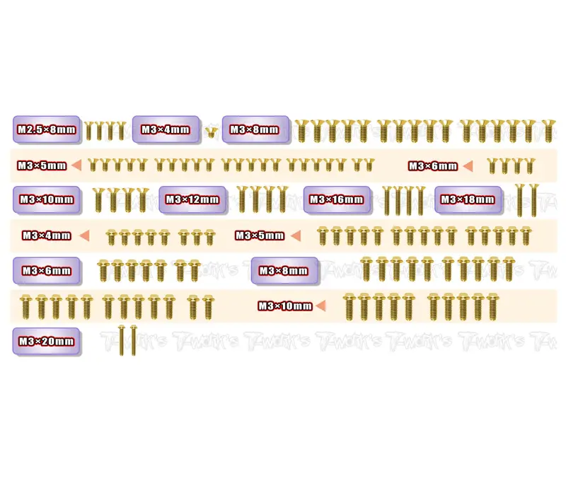 Gssu-X4'25    Gold Plated Steel Ufo Screw Set 125Pcs.( For Xray X4'25 ) 1