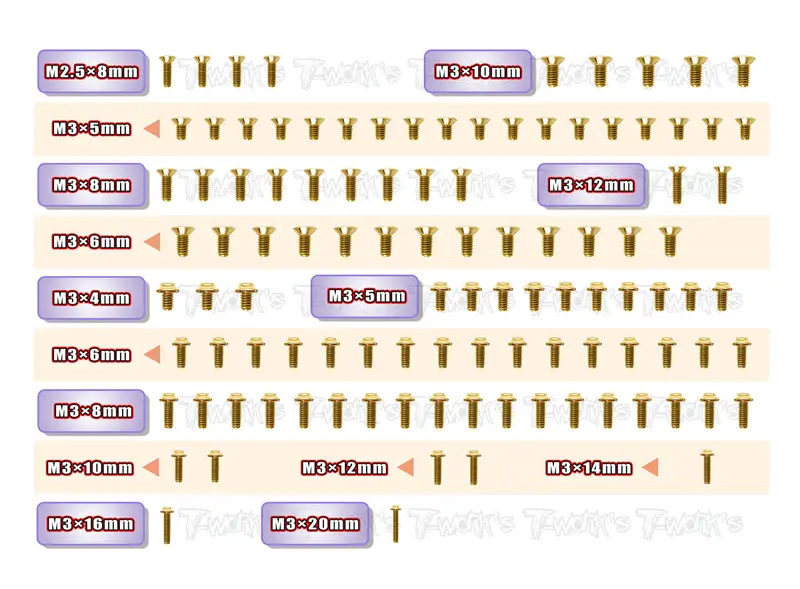 Gssu-X4f	 Gold Plated Steel Ufo Screw Set 105Pcs. ( For Xray X4f ) 1
