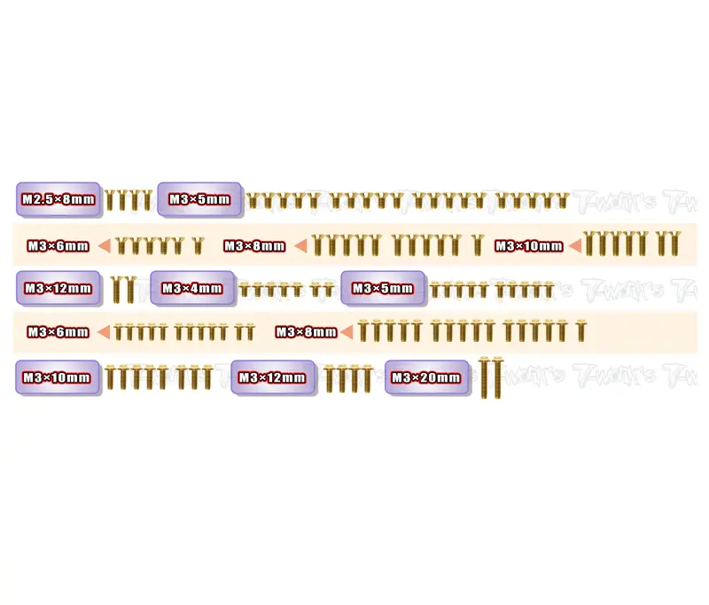 Gssu-X4f'26	Gold Plated Steel Ufo Screw Set 109Pcs. ( For Xray X4f'26 ) 1
