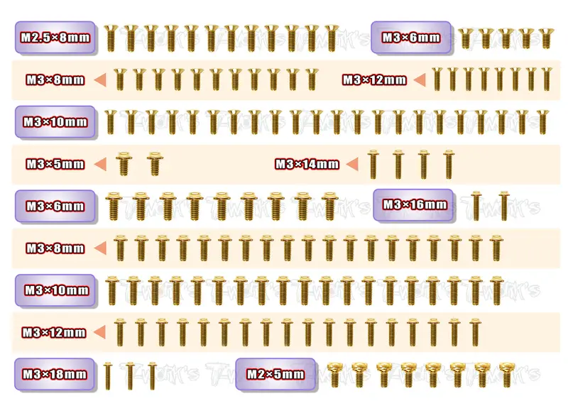 Gssu-Xb4'22	 Gold Plated Steel Ufo Screw Set 142Pcs. ( For Xray Xb4'22 ) 1