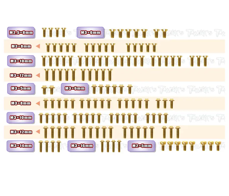 Gssu-Xb4c'26   Gold Plated Steel Ufo Screw Set 138Pcs. ( For Xray Xb4c'26 ) 1