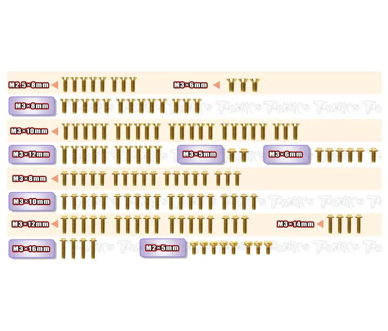 Gssu-Xb4d'26   Gold Plated Steel Ufo Screw Set 136Pcs. ( For Xray Xb4d'26 ) 1