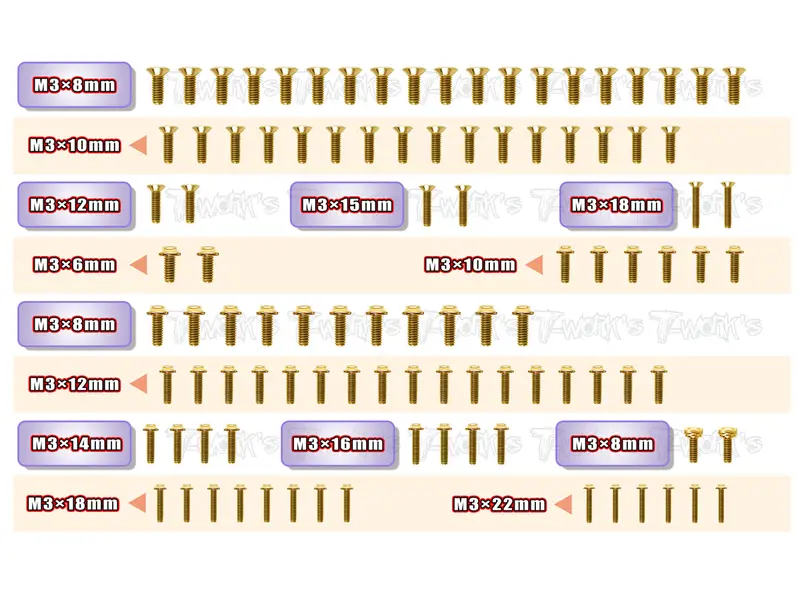 Gssu-Yz2-Dtm3.1 Gold Plated Steel Ufo Screw Set 101Pcs. ( For Yokomo Yz2 Dtm3.1 ) 1