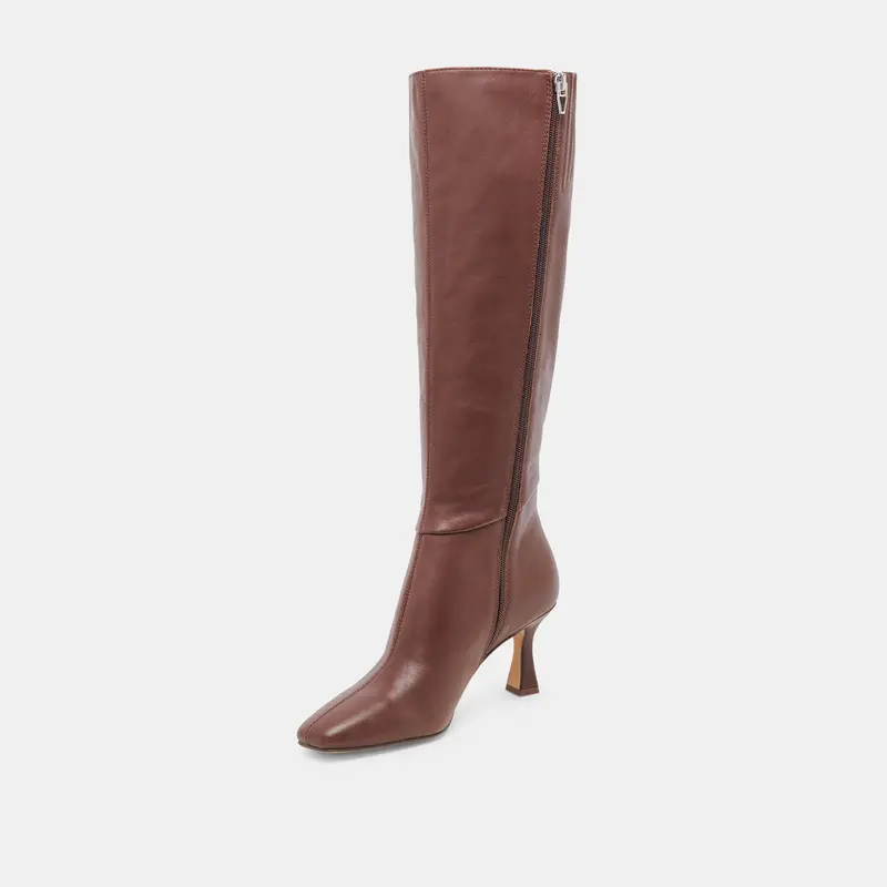 Gyra Wide Calf Boots Chocolate Leather 9