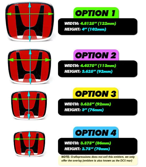 H-Blade Logo, Jdm Emblem Color Changing Overlays Front & Rear Set 8