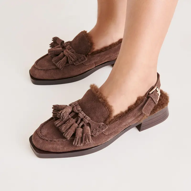 Hamlit Plush Loafers Dk Brown Suede 4