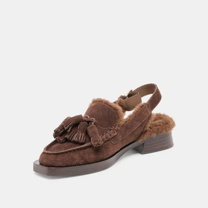 Hamlit Plush Loafers Dk Brown Suede 6