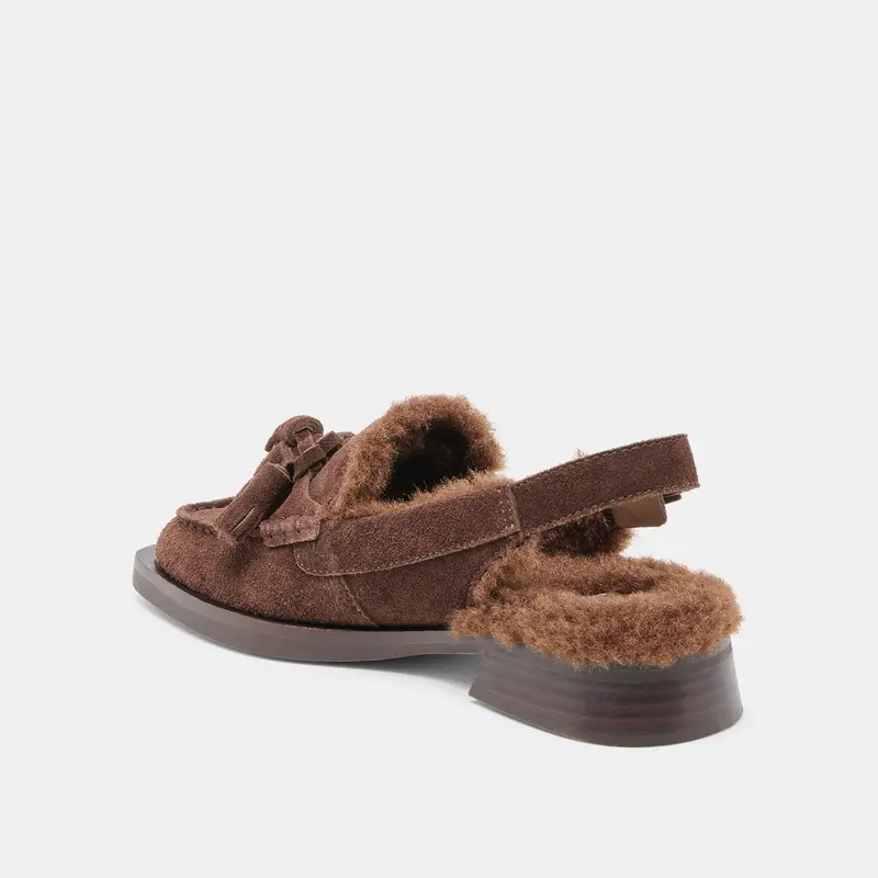 Hamlit Plush Loafers Dk Brown Suede 7