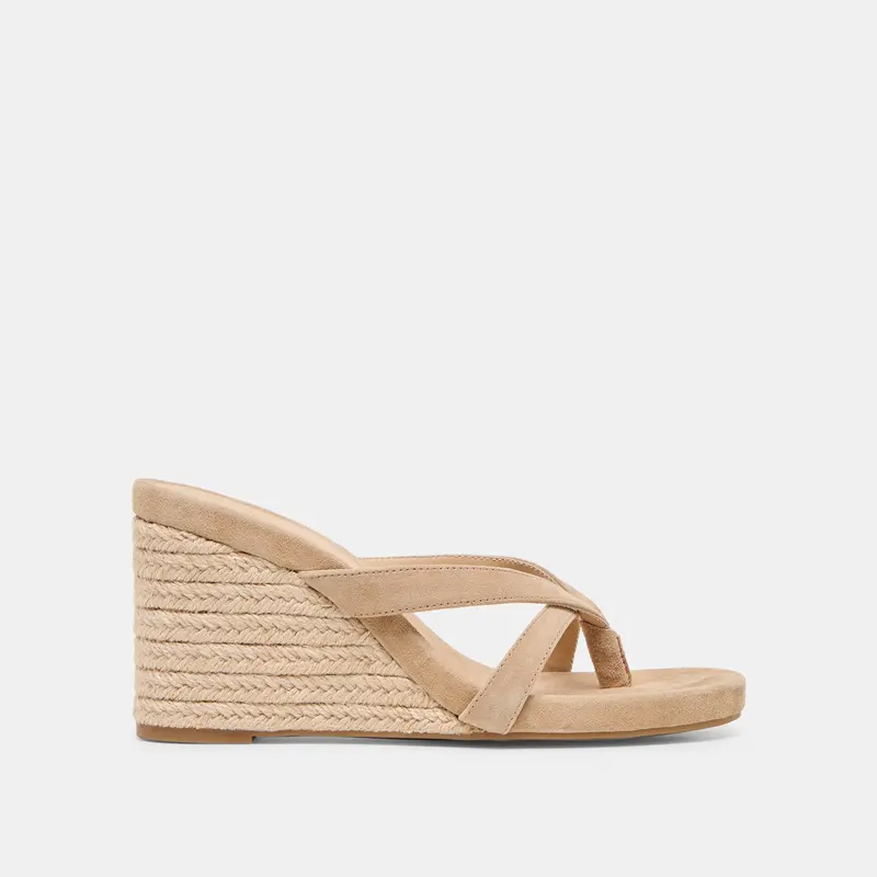 Helan Espadrille Wedges Camel Suede 1