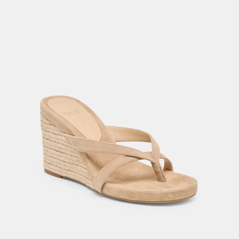 Helan Espadrille Wedges Camel Suede 2