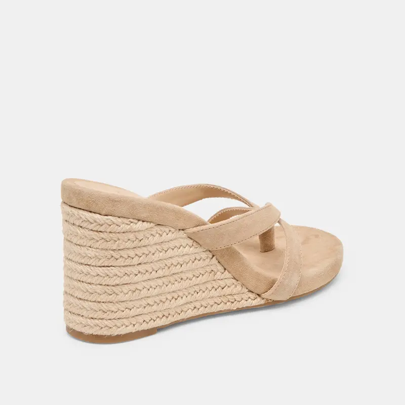 Helan Espadrille Wedges Camel Suede 3