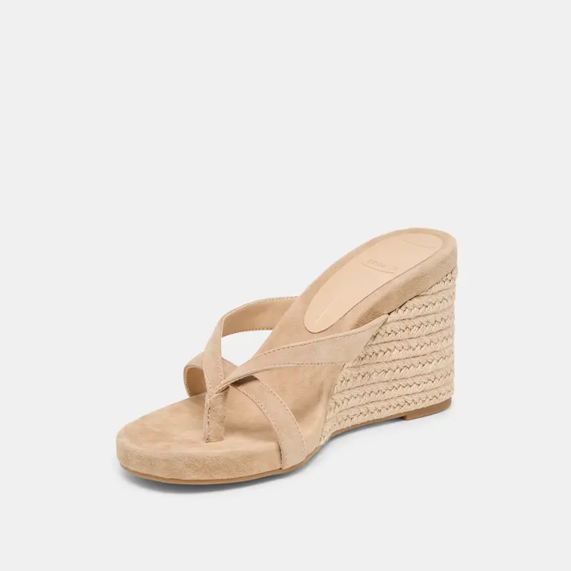 Helan Espadrille Wedges Camel Suede 4