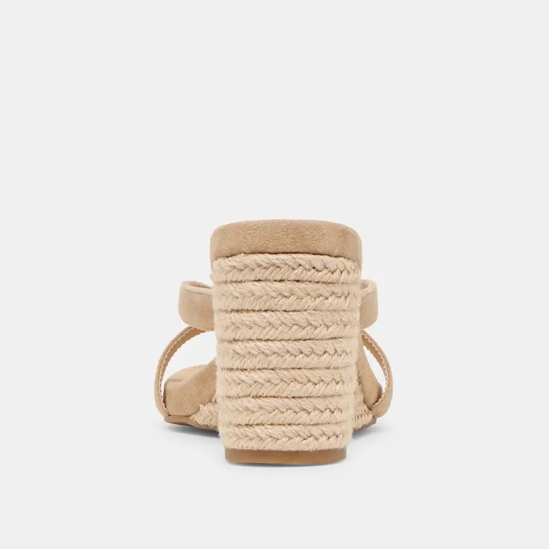 Helan Espadrille Wedges Camel Suede 7
