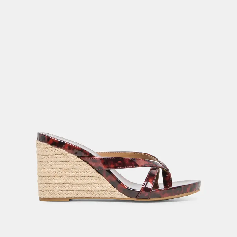 Helan Espadrille Wedges Tortoise Patent Leather 1