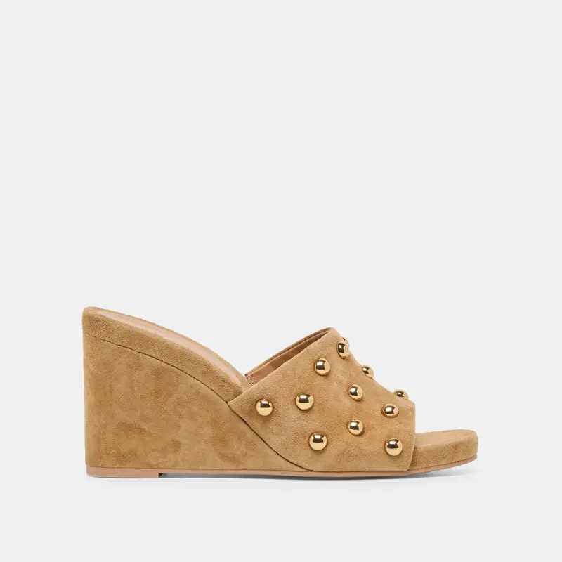 Holta Stud Wedges Lt Brown Suede 1