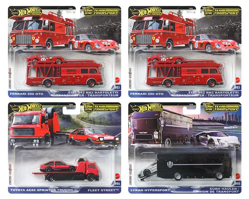 Hot Wheels 1:64 (4-Piece Set) Team Transport 2025 H Case Ferrari, Toyota, Lykan 1