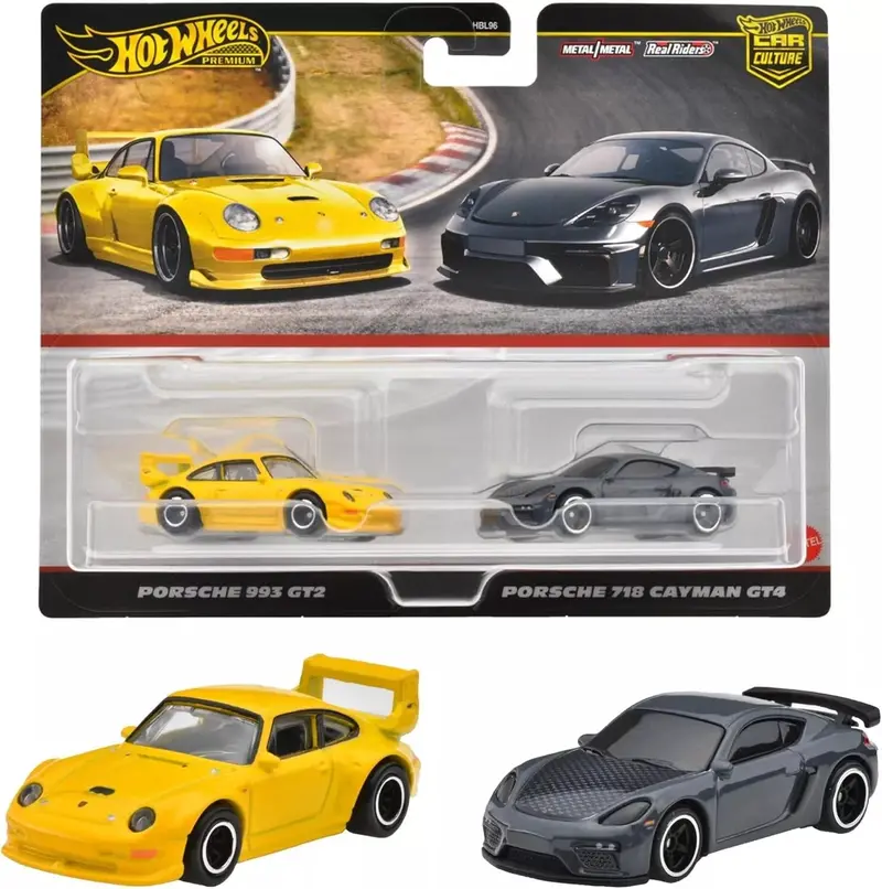 Hot Wheels -- Car Culture 2 Pack -- Porsche 993 Gt2 & 718 Cayman Gt4 Hrr82 1