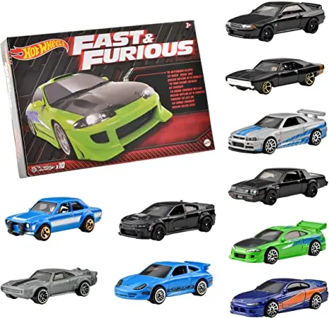 Hot Wheels -- Fast & Furious 10 Pack (Hnt21) -- Skyline, Charger, Eclipse, S15, 1