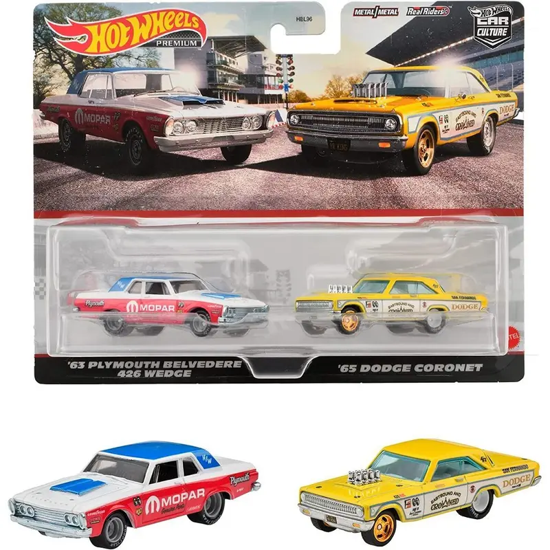 Hot Wheels -- Premium Car Culture 2 Pack -- '63 Plymouth & '65 Dodge Hkf56 1