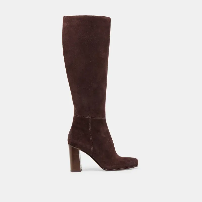 Hudsin Wide Calf Boots Mahogany Suede 1