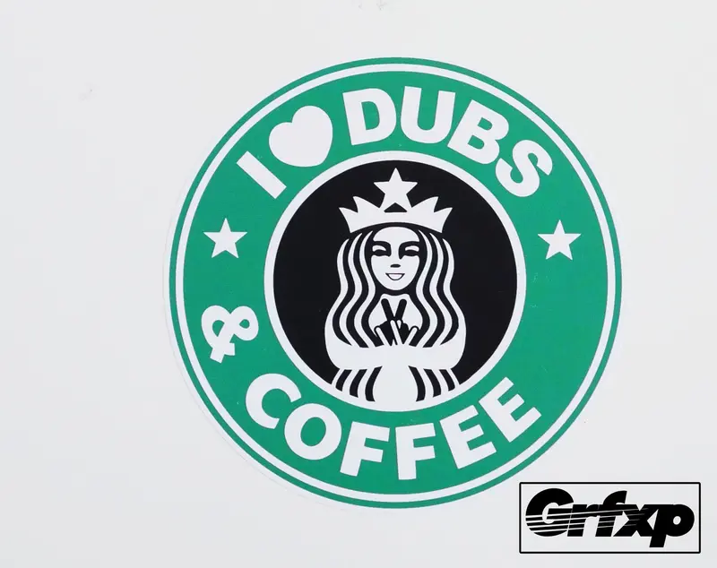 I Heart Dubs & Coffee Printed Sticker 1