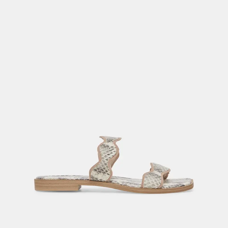 Ilva Sandals Grey White Embossed Leather - Re:Vita 1