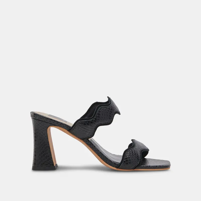 Ilva Wide Heels Onyx Embossed Leather - Re:Vita 1