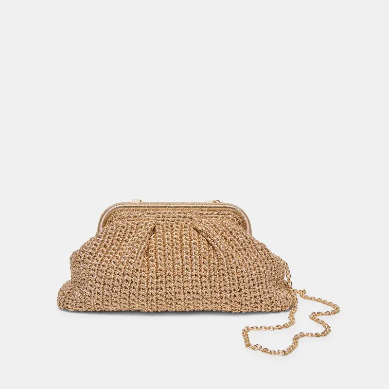 Ione Clutch Gold Crochet 1