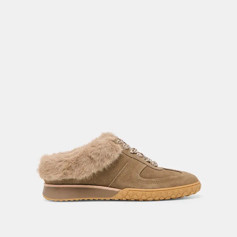 Izzey Plush Sneakers Olive Suede 1