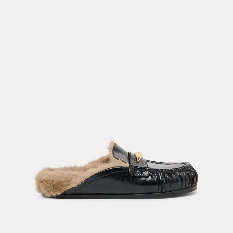 Jodero Plush Flats Black Leather 1