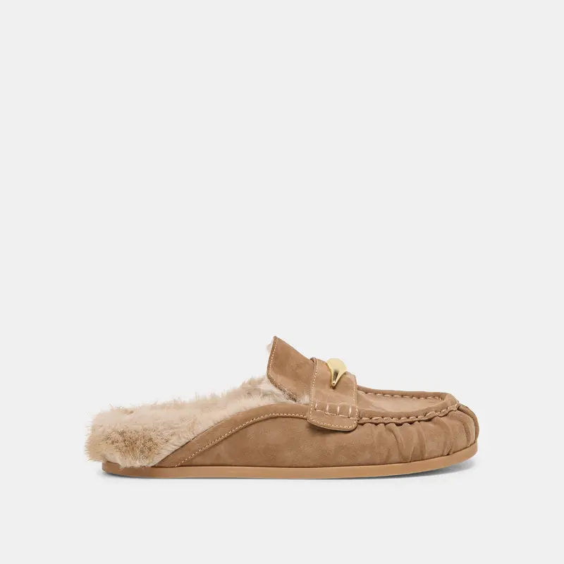 Jodero Plush Flats Mushroom Suede 1