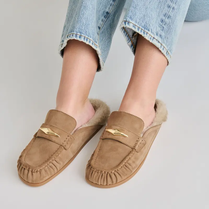 Jodero Plush Flats Mushroom Suede 4