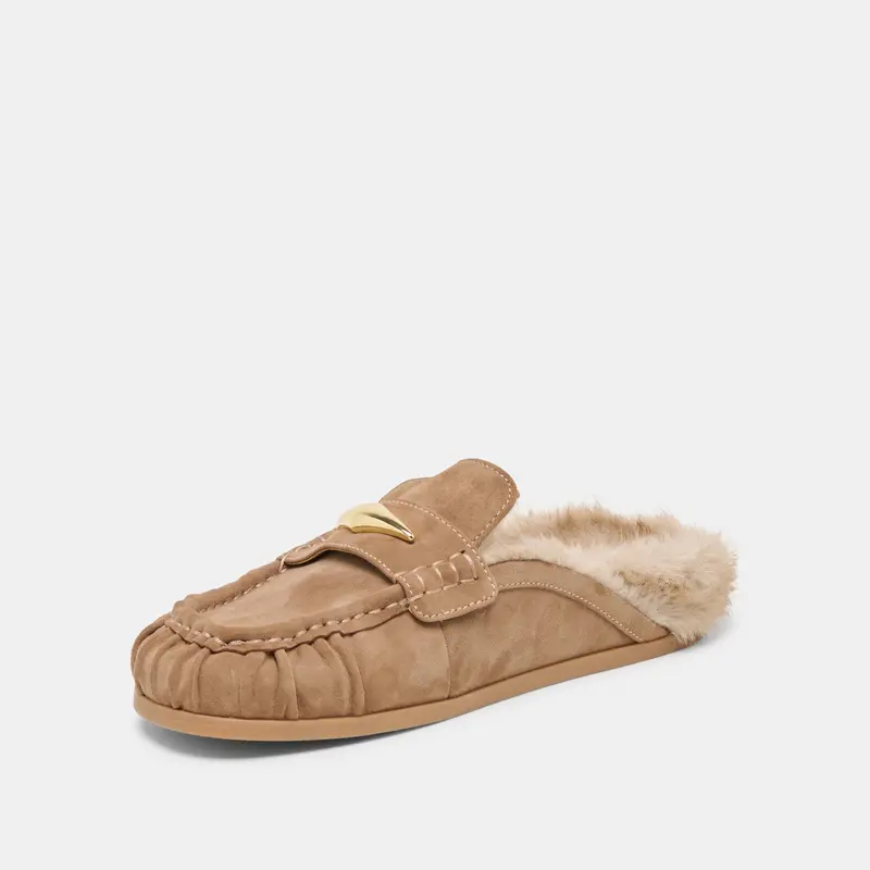 Jodero Plush Flats Mushroom Suede 7