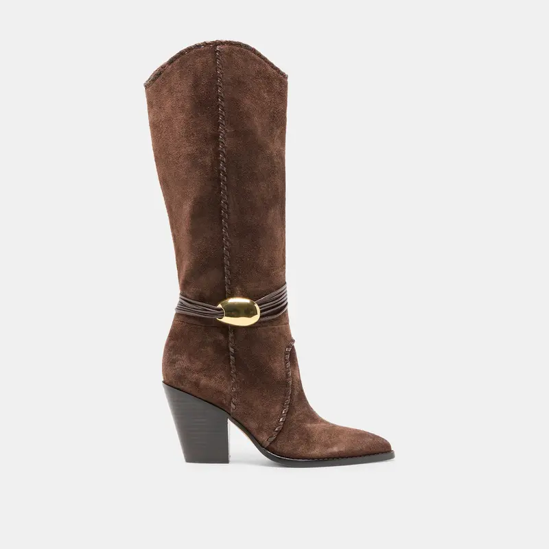 Jody Wide Calf Boots Dk Brown Suede 1