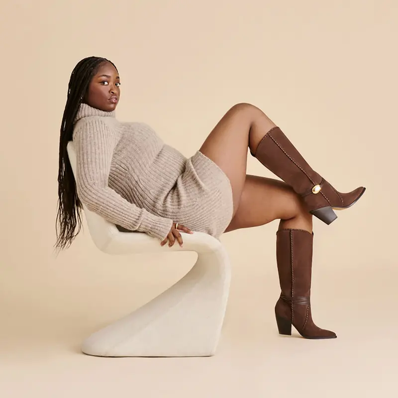 Jody Wide Calf Boots Dk Brown Suede 2