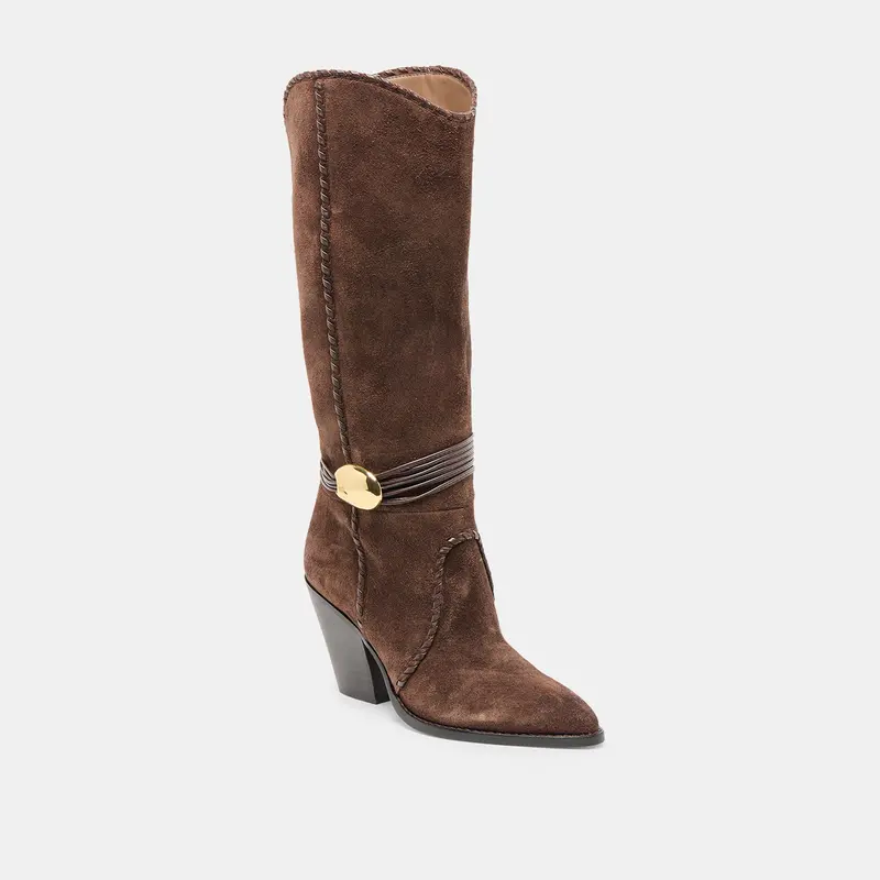 Jody Wide Calf Boots Dk Brown Suede 3