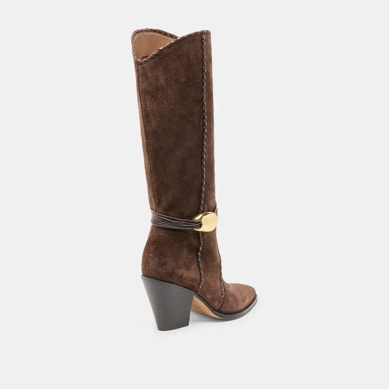 Jody Wide Calf Boots Dk Brown Suede 5