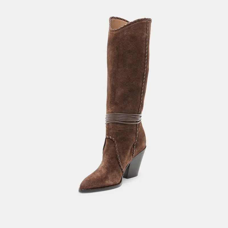 Jody Wide Calf Boots Dk Brown Suede 6