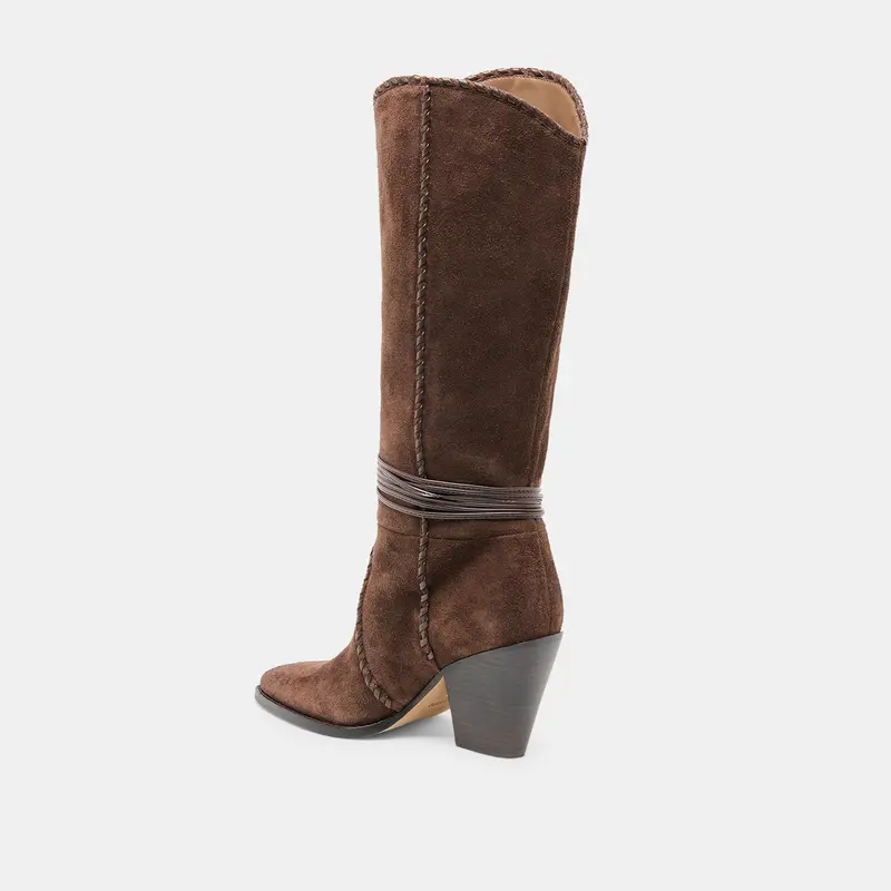 Jody Wide Calf Boots Dk Brown Suede 7