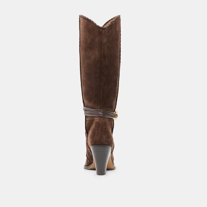 Jody Wide Calf Boots Dk Brown Suede 9