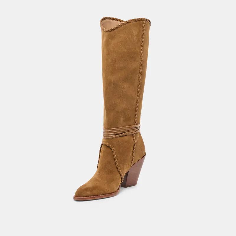 Jody Wide Calf Boots Lt Brown Suede 6