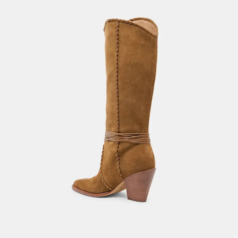Jody Wide Calf Boots Lt Brown Suede 7
