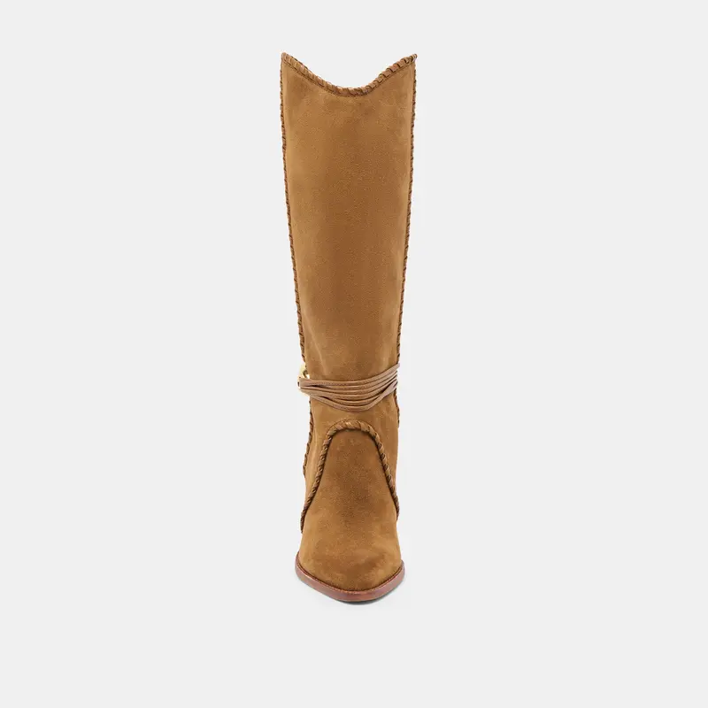 Jody Wide Calf Boots Lt Brown Suede 8