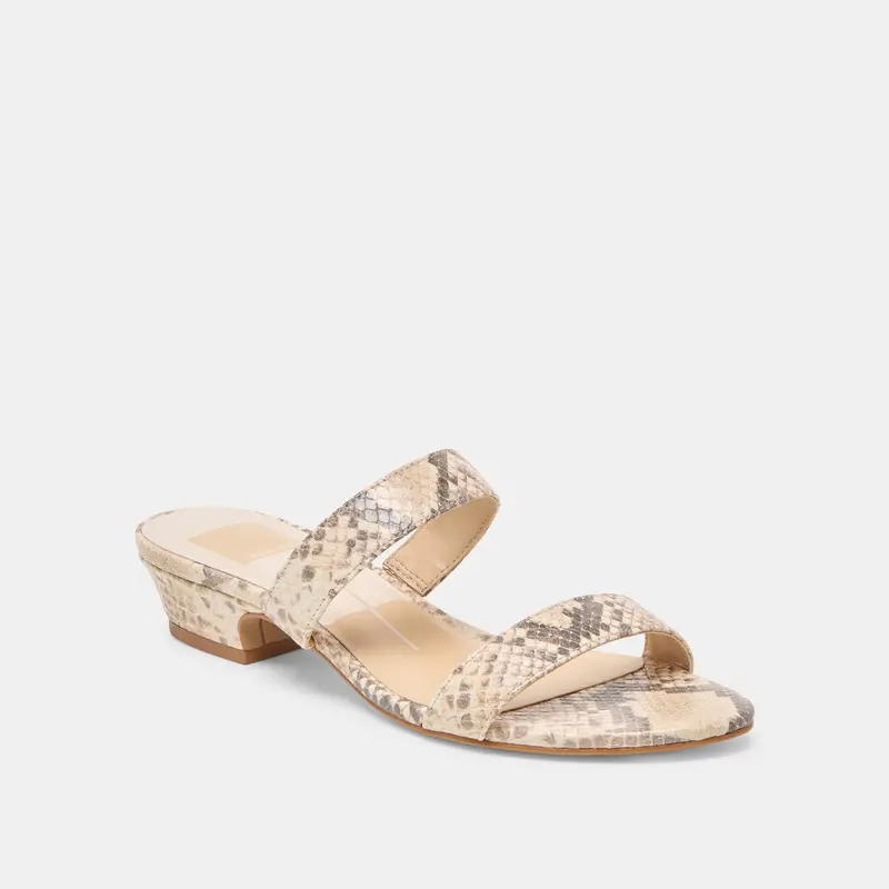 Kamile Sandals Natural Snake Embossed Leather 2