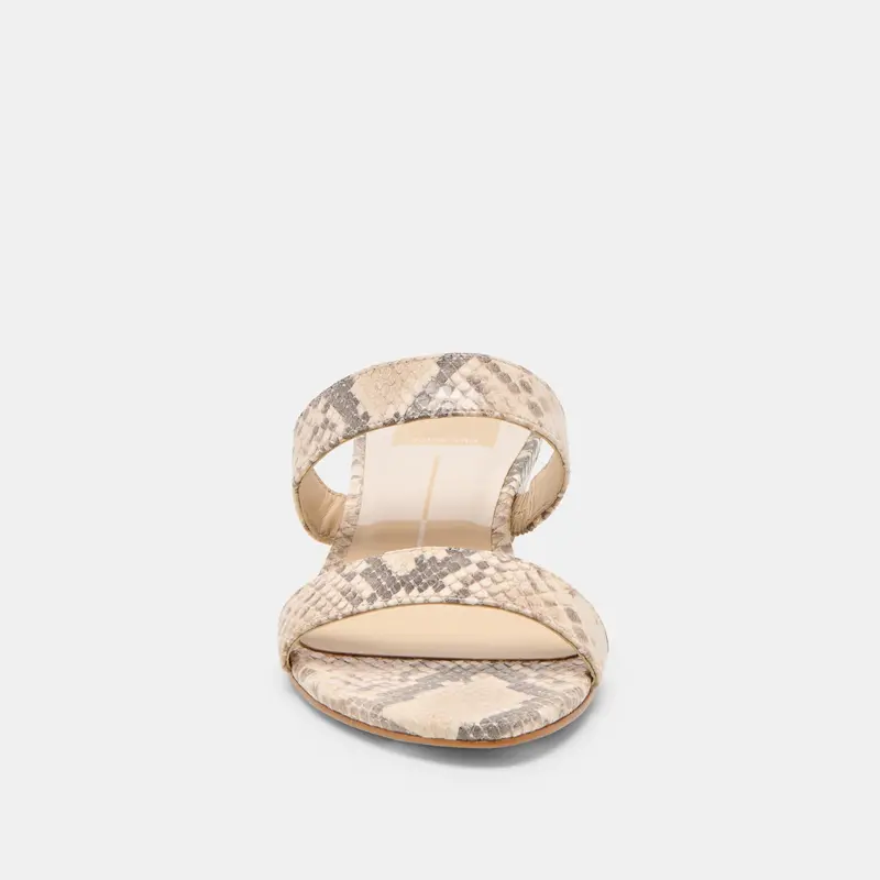 Kamile Sandals Natural Snake Embossed Leather 6