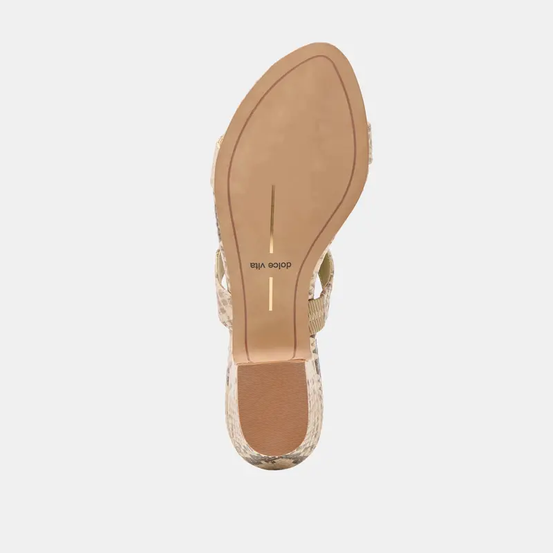 Kamile Sandals Natural Snake Embossed Leather 9