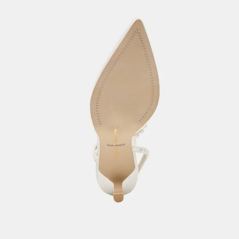 Kamra Pearl Mid Heels True White Satin 15