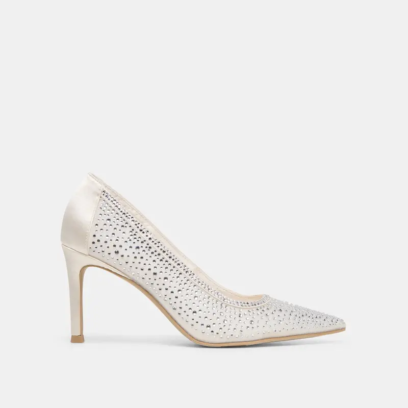 Kashe Crystal Heels White Mesh 1