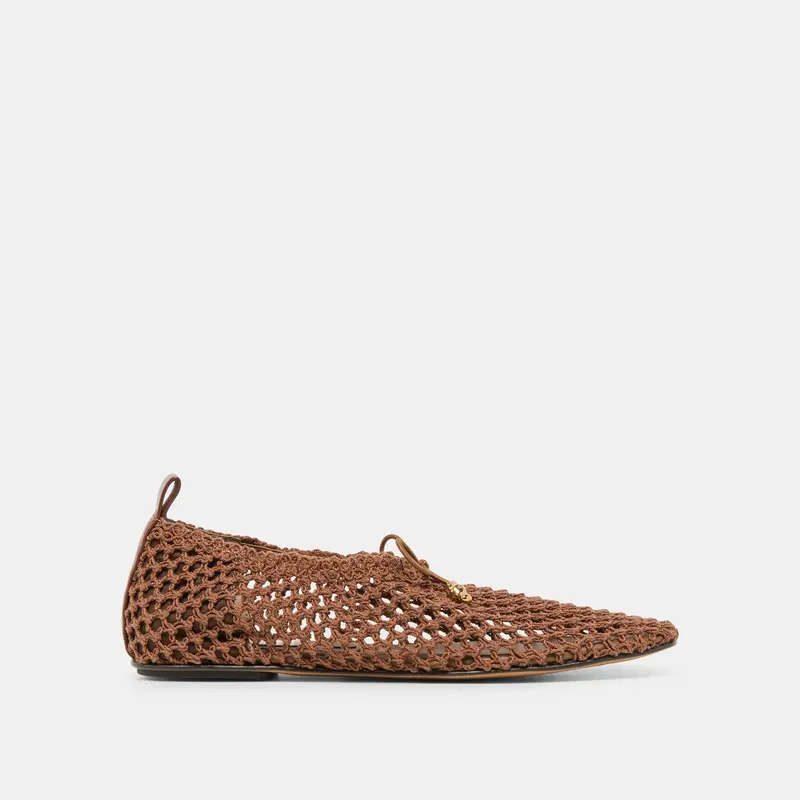 Kaylyn Flats Dk Brown Crochet 1