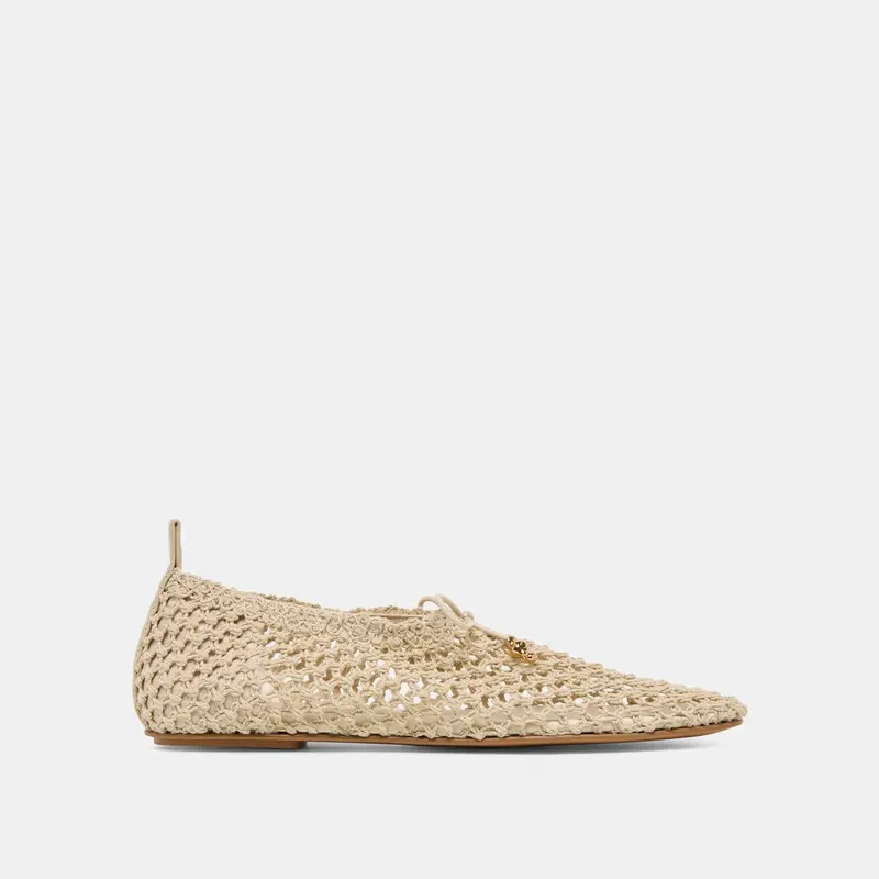 Kaylyn Flats Oatmeal Crochet 1